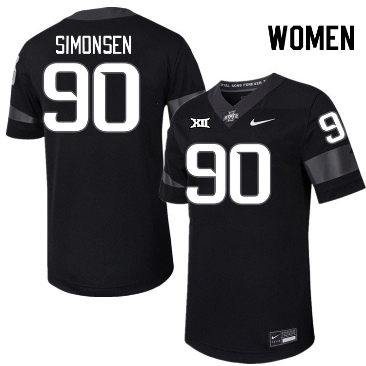 Women #90 Braden Simonsen Iowa State Cyclones College Football Jerseys Stitched-Black